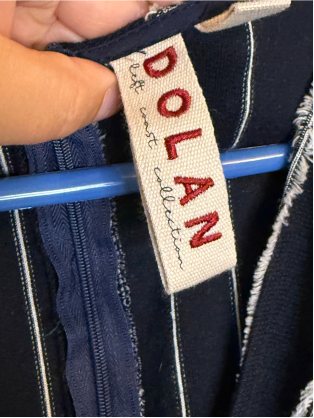 Dolan Left Coast Collection Navy White Striped Wide Leg Jumpsuit Small - Picture 3 of 6